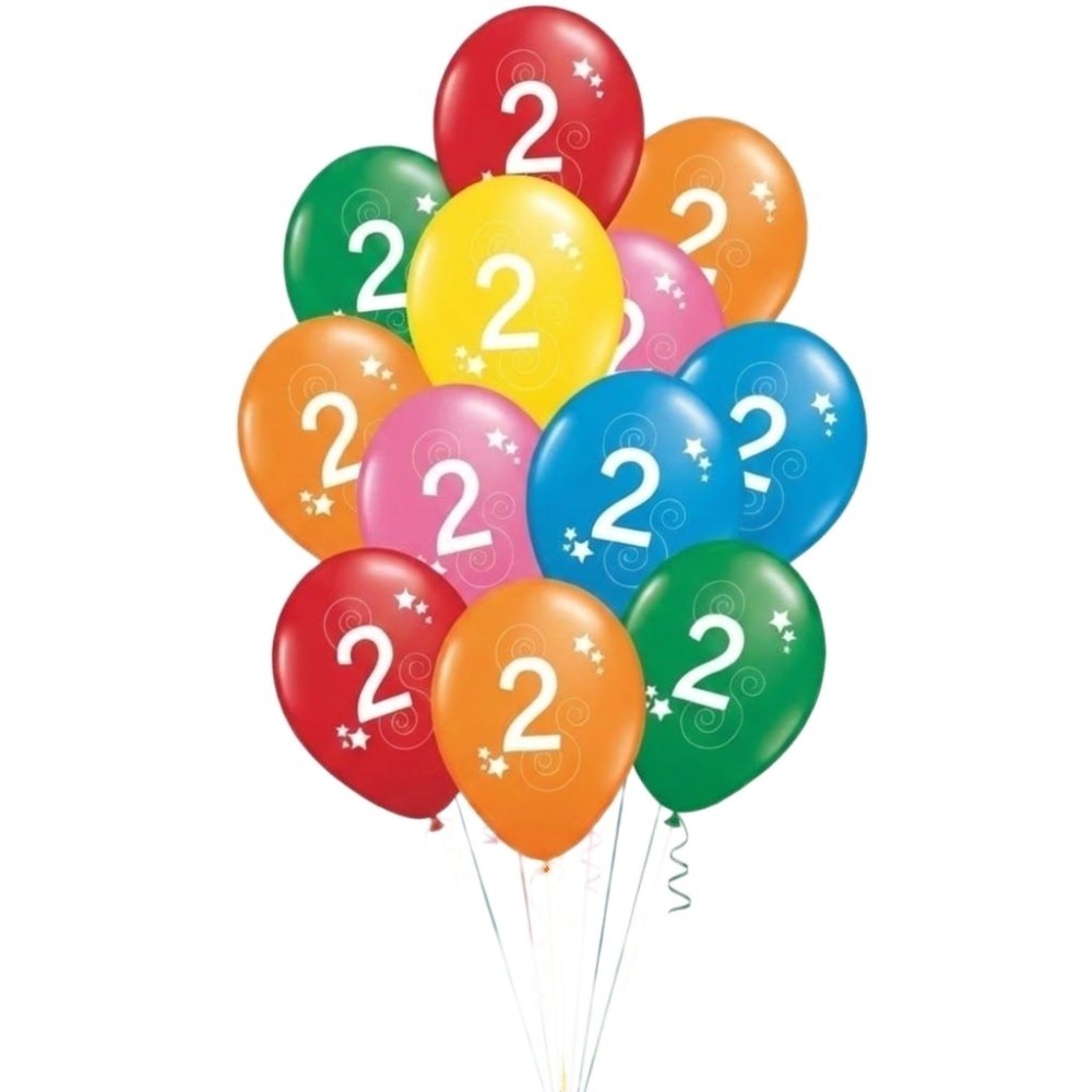 Latexové balónky číslo 2 mix barev 12ks