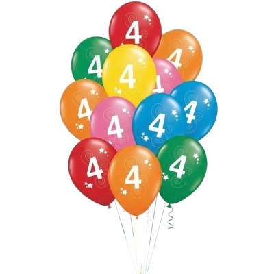 Latexové balónky číslo 4 mix barev 12ks