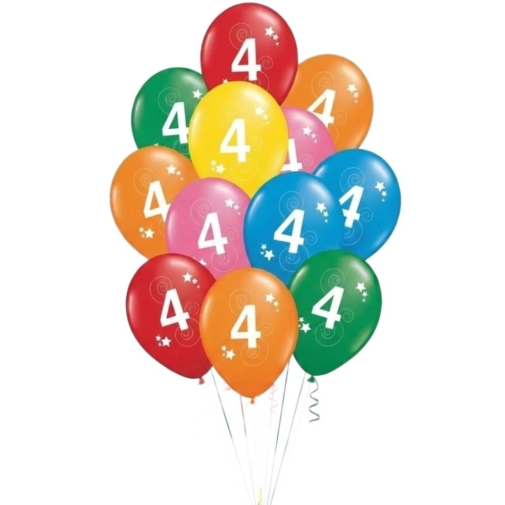 Latexové balónky číslo 4 mix barev 12ks