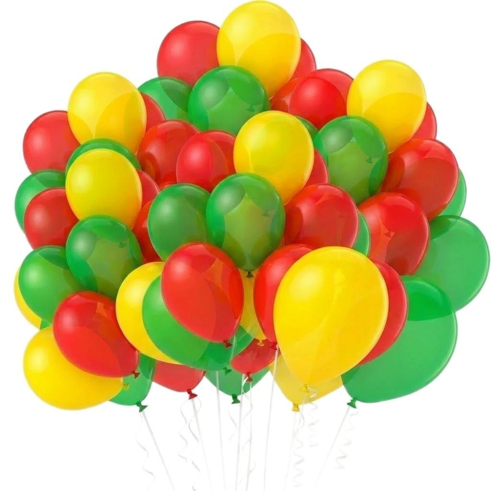 Latexové balónky mix červené, zelené a žluté 100ks