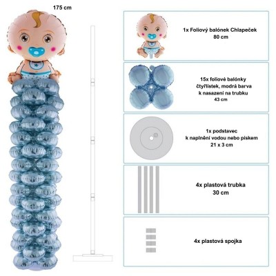 Nafukovací dekorace foliové balónky Chlapeček 175cm