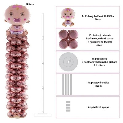 Nafukovací dekorace foliové balónky Holčička 175cm
