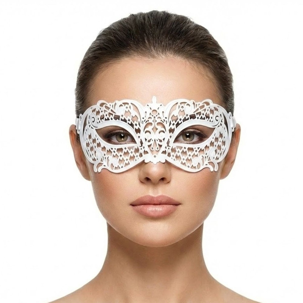 Kovová maska škraboška bílá