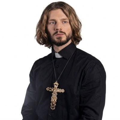 Zlatý plastový kříž 14cm