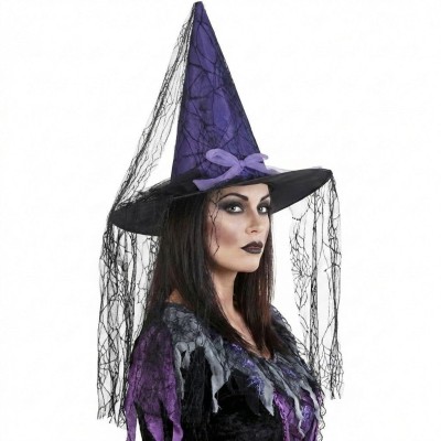 Fialový klobouk čarodějnice s pavučinami