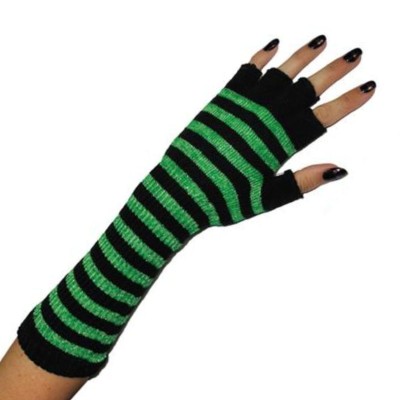 Pruhované návleky na ruce rukavice zelená
