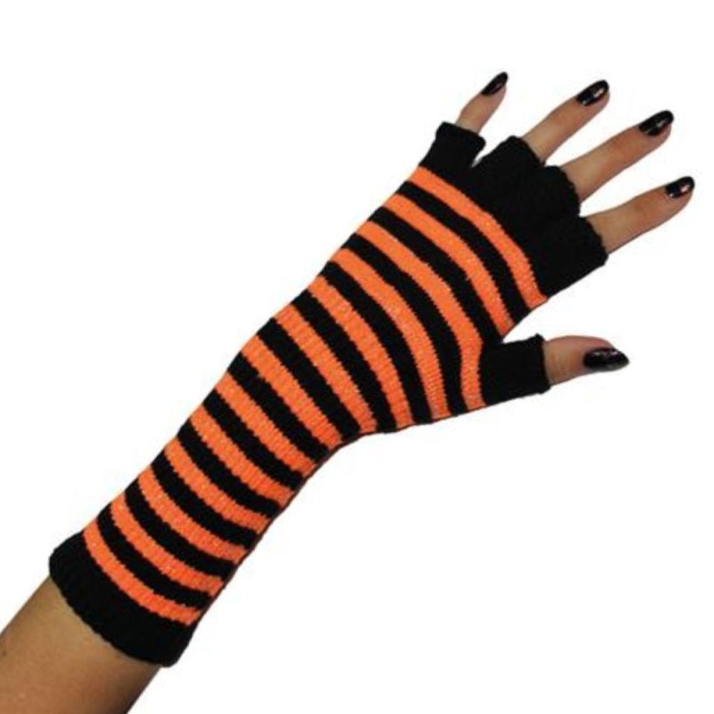 Pruhované návleky na ruce rukavice oranžová