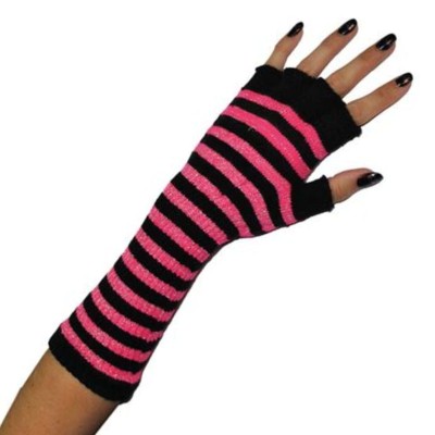 Pruhované návleky na ruce rukavice růžová