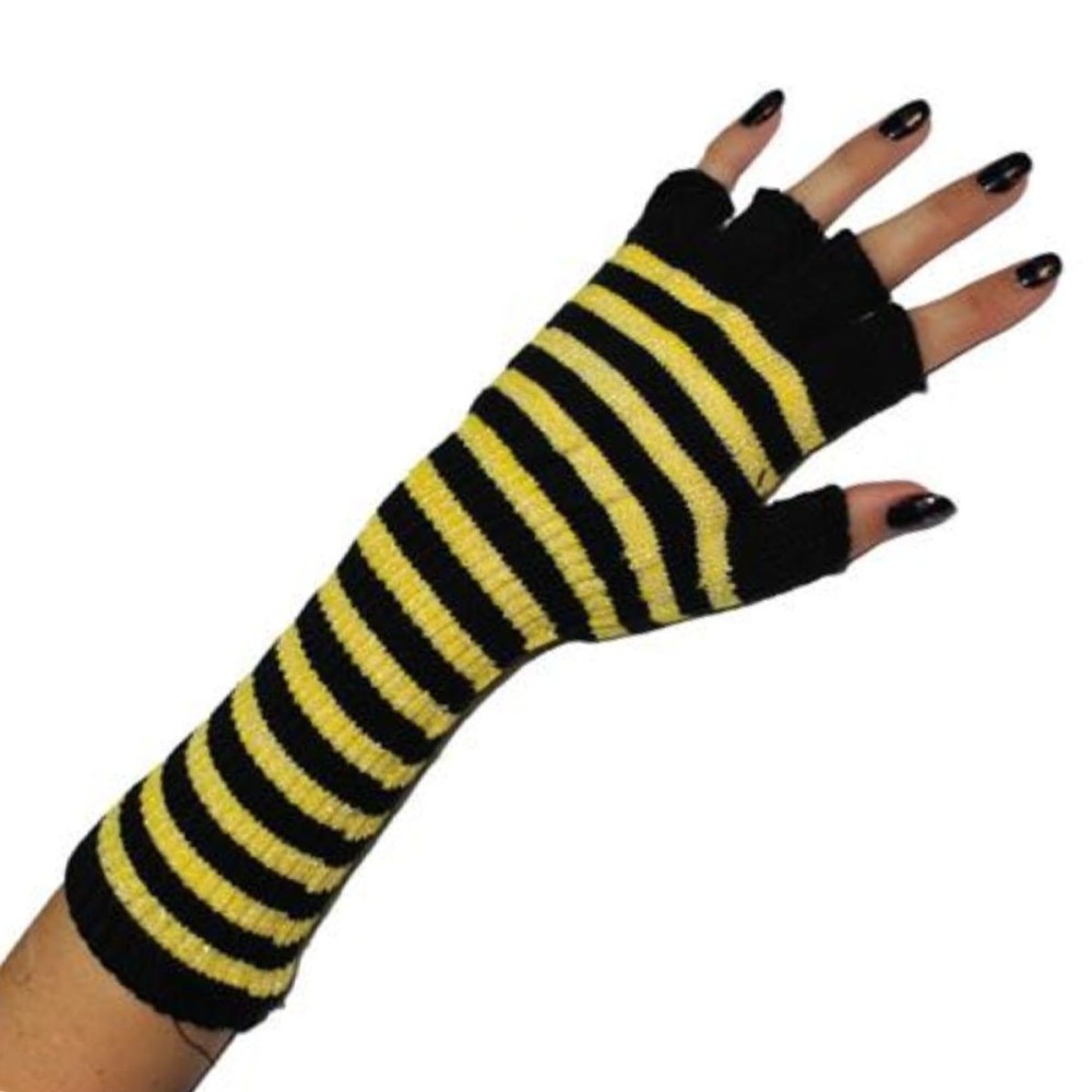 Pruhované návleky na ruce rukavice žlutá