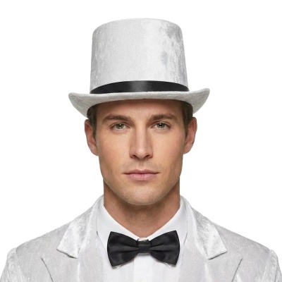 Klobouk cylindr sametový bílý