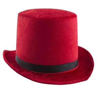 Klobouk cylindr sametový červený