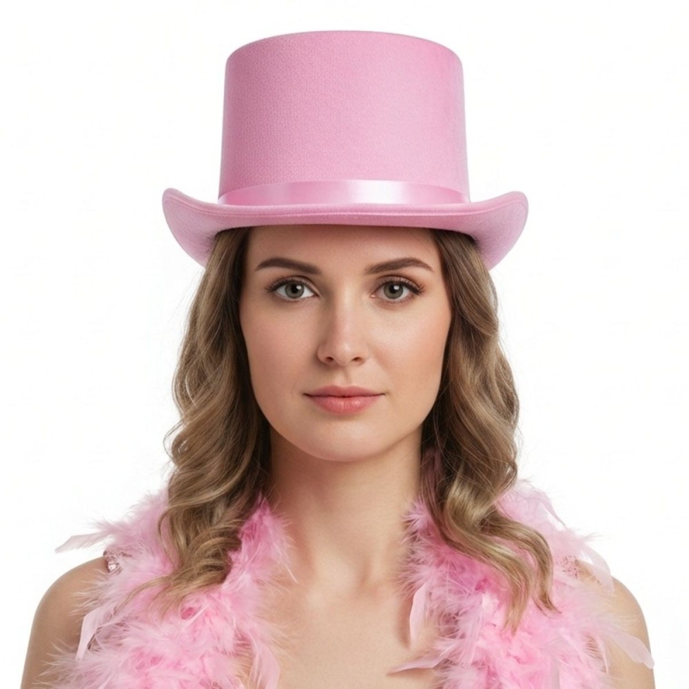 Klobouk cylindr sametový růžový