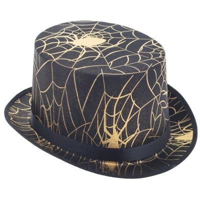Klobouk cylindr Halloween s pavouky