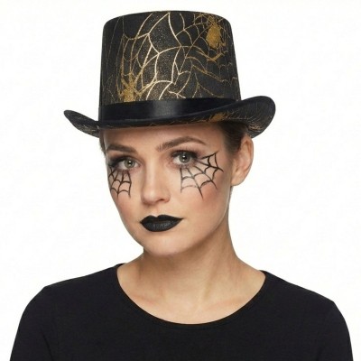 Klobouk cylindr Halloween s pavouky