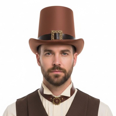 Dobový klobouk cylindr Steampunk hnědý