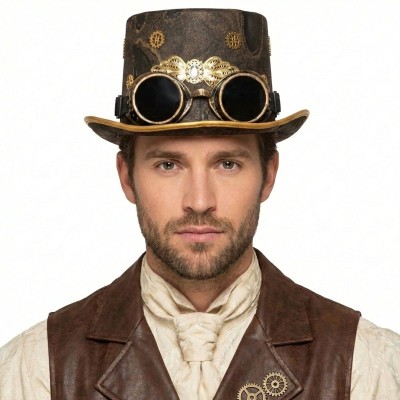 Klobouk cylindr steampunk s brýlemi