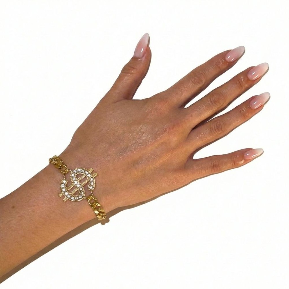 Kovový náramek dolar s kamínky