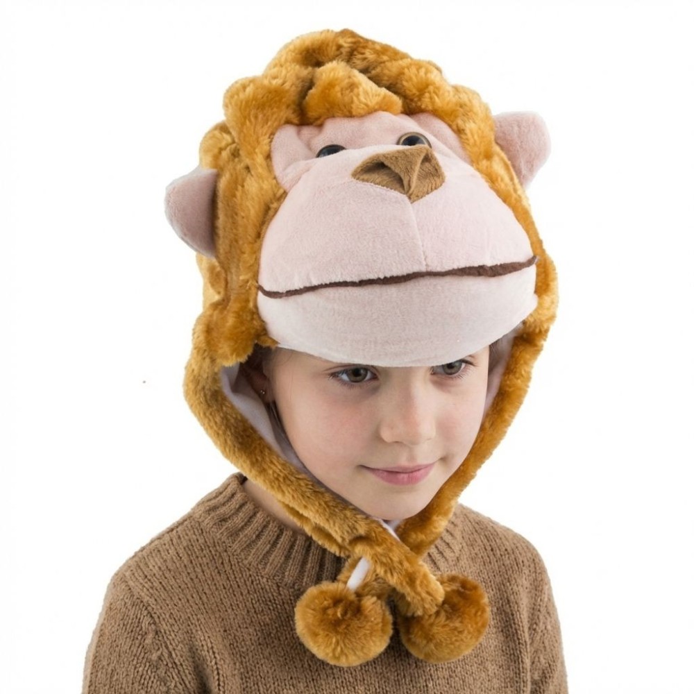 Dětská čepice s bambulemi Opička