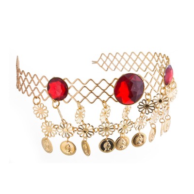 Kovová čelenka s kameny a mincemi