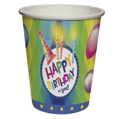 Papírové kelímky Narozeniny Happy Birthday 8ks