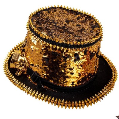 Steampunk klobouk s flitry, ostny a brýlemi