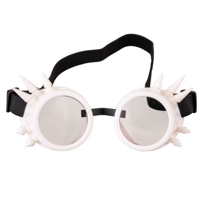 Brýle steampunk s ostny bílé