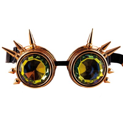 Brýle steampunk s ostny a barevnými skly