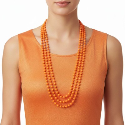 Náhrdelníky korále neon oranžové 3 ks