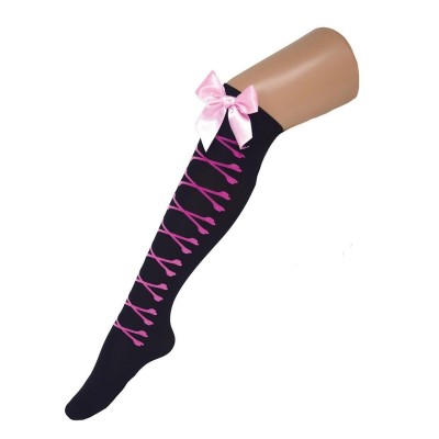 Punčochy dámské černé s mašlí a kostmi