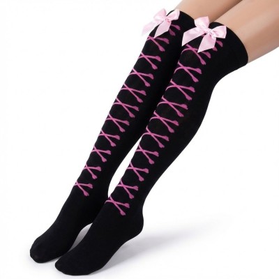 Punčochy dámské černé s mašlí a kostmi