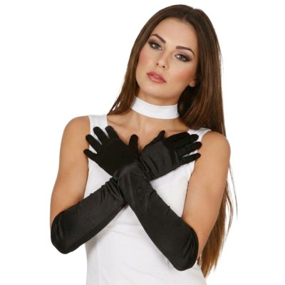 Dlouhé dámské černé rukavice 43 cm