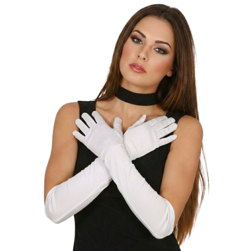 Dlouhé dámské bílé rukavice 43 cm