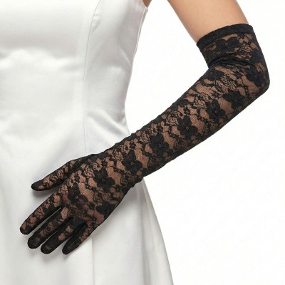 Krajkové dlouhé rukavice černé 45cm