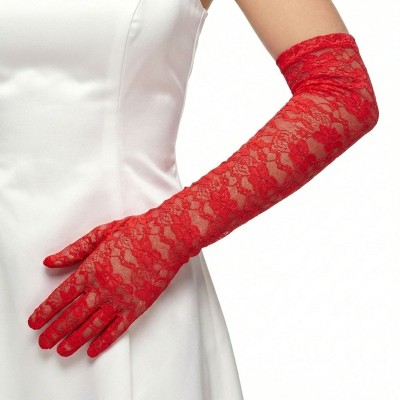 Krajkové dlouhé rukavice červené 45cm