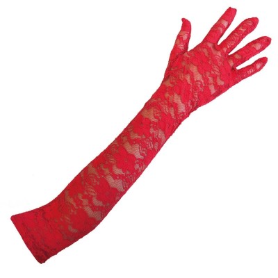 Krajkové dlouhé rukavice červené 45cm