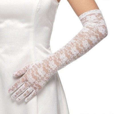 Krajkové dlouhé rukavice bílé 45cm