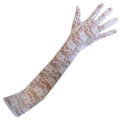 Krajkové dlouhé rukavice bílé 45cm