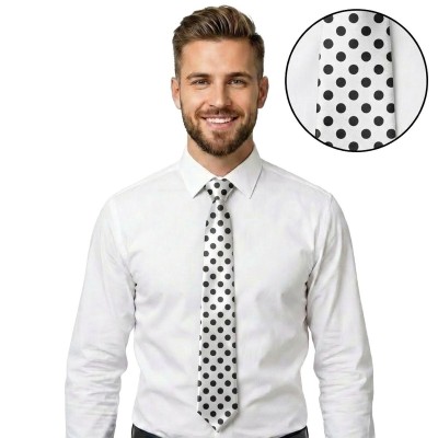 Kravata s puntíky bílá