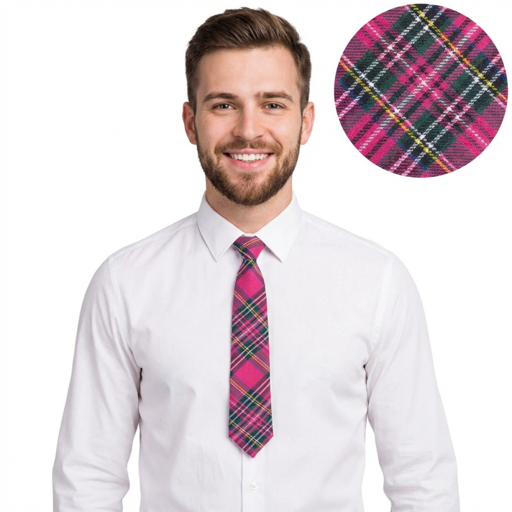 Kravata retro káro růžová