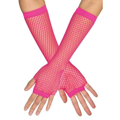 Rukavice síťované neon růžové dlouhé