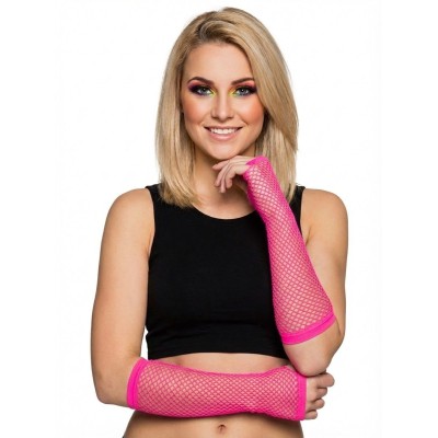 Rukavice síťované neon růžové dlouhé