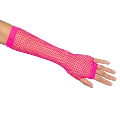 Rukavice síťované neon růžové dlouhé