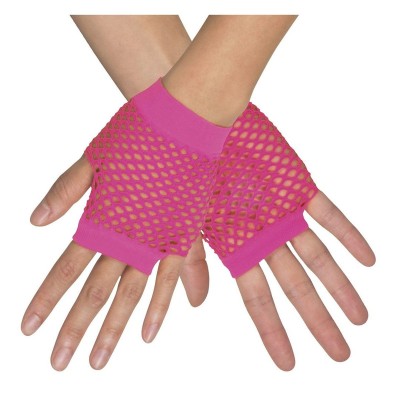 Rukavice síťované neon růžové