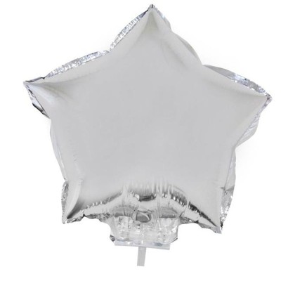 Foliový balónek s tyčkou hvězda stříbrná 28cm