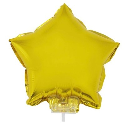 Foliový balónek s tyčkou hvězda zlatá 28cm