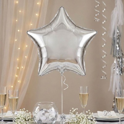Foliový balónek hvězda stříbrná 64cm