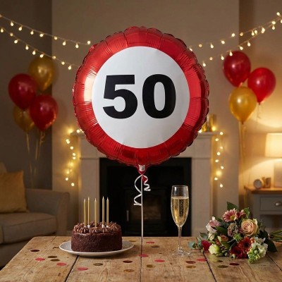 Foliový balónek kulatý číslo 50 velikost 46cm