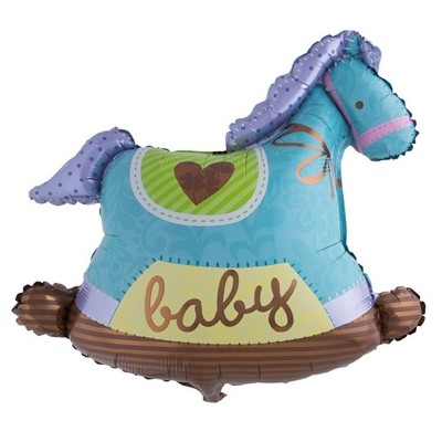 Foliový balónek houpací koník chlapeček modrý 94cm