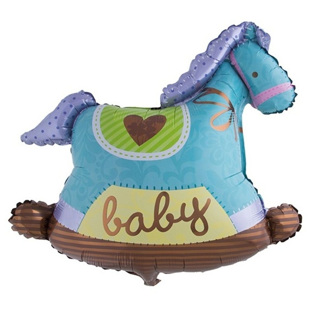 Foliový balónek houpací koník chlapeček modrý 94cm