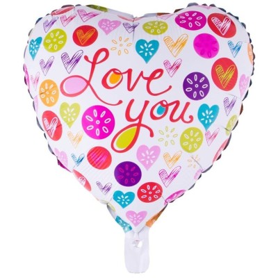 Foliový balónek srdce barevné I Love You 52cm